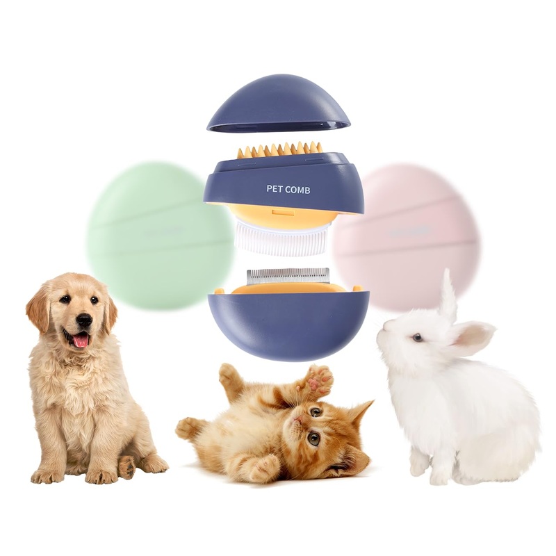 Litex Cat Massaging Shell Comb-3 In 1 Cat Combs for Indoor Cats Short Hair-pet Hair Removal Massaging Comb-Portable Deshedding Grooming and Shedding Matted Fur Remover Massage Tool (Navy blue) Navy blue