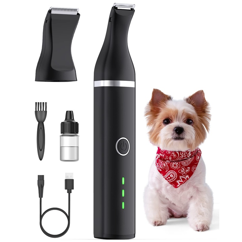 oneisall Dog Paw Trimmer,Corldless Paw Trimmer for Dogs with Double Blades,Quiet 2 Speed Small Dog Grooming Clippers for Paws, Eyes, Ears, Face, Rump