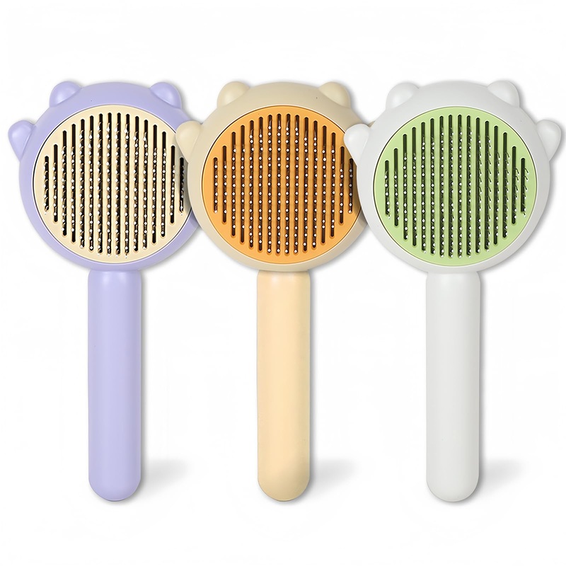 Pet Grooming Brush, Cat Brush for Long or Short Haired Cats,Skin Friendly & Promote Circulation-3 Pack (Yellow+Green+Purple)