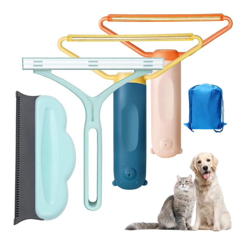 Pet Hair Removal Tool, 4 PCS Dog Hair Remover for Couch, Efficient Pet Hair Remover for Furniture, Reusable Carpet Scraper, Carpet Hair Removal Tool, Cat Hair Remover Furniture, Carpet, Couch, Car