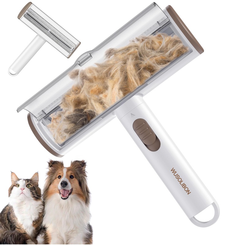 Pet Hair Remover – WUSOLIBON Reusable and Washable Pet Hair&Fur Lint Roller Remover Cat and Dog Hair Remover for Couch, Carpet,Clothing,Furniture and Bedding,Unique One-Click Pet Hair Removal Tool