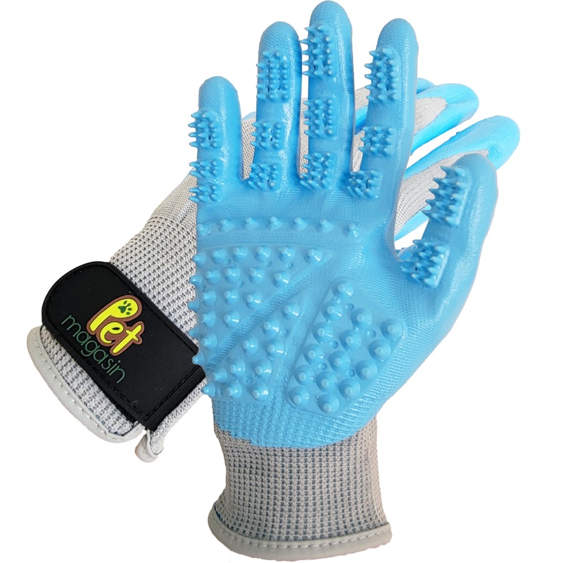 PET MAGASIN Dog Grooming Gloves for Gentle Deshedding and Bathing (Blue, Medium) Blue