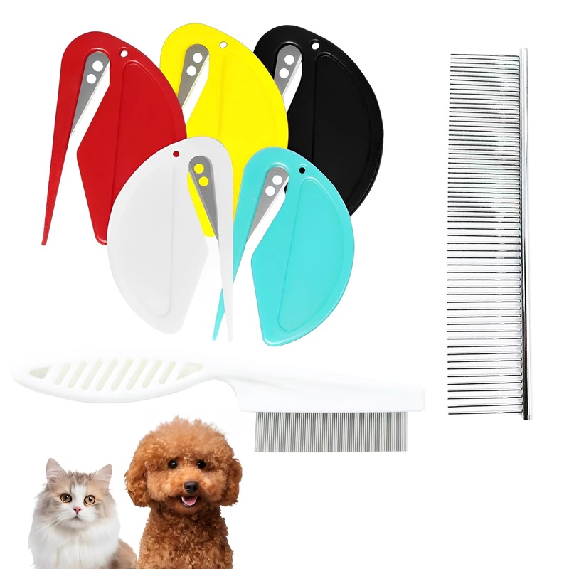 pet suppliesfur remover toolpet knot openercat grooming suppliesdog grooming toolsdematting comb for cats5 Pcs Knotting Comb for Cats +Grooming Combs
