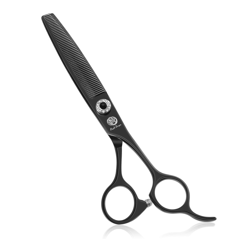 Purple Dragon 6.5″ 55 Tooth Professional Pet Grooming Scissors – Dog Thinning/Blending Shears – Animal Hair Trimmer for Pet Groomer B-black