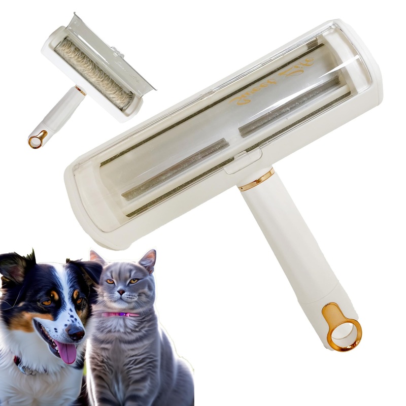 Reusable Pet Hair Remover and Lint Roller – Multi-Surface Fur Removal Tool for Furniture, Couch, Carpet, Clothing, and Bedding – Portable and Efficient, usual, White, S-4143