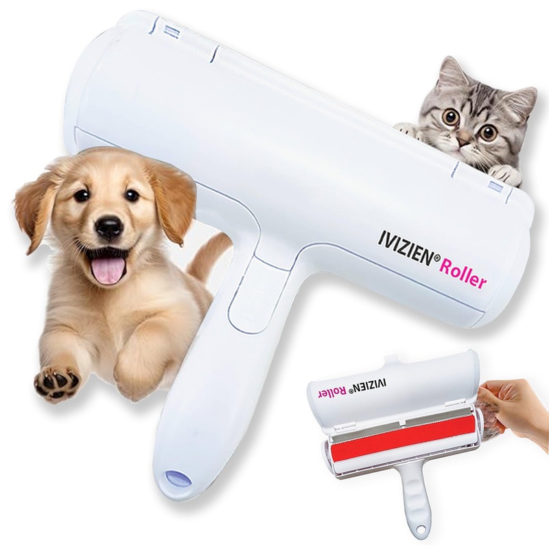 Roller Pet Hair Lint Remover, Pet Hair Removal Easy to Use Tool,Remover for Laundry, Dog Fur Remover and Reusable Lint Rollers For Pet Hair Multi Surface Ivizien Cat Fur Remover Roller (WHITE) White