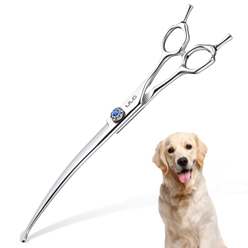 ULG Curved Thinner Dog Shears for Grooming – Ergonomic Dog Grooming Shears Sharp Curved Blender Dog Scissors for Grooming 440C Stainless Steel Grooming Scissors Professional Pet Shears 7.5″ Curved