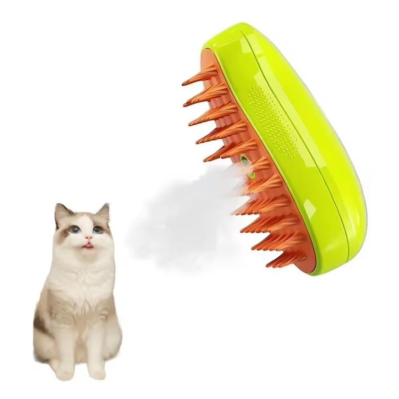 Cat Steam Brush for Shedding, 3 in 1 Rechargeable Cat Brush with Steam, Silicone Pet Brush for Removing Loose Hair, Massage, Cleaning, Grooming Brush for Cat and Dog