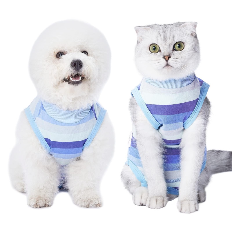 Cats Recovery Suit, Kitten Recovery Onesie Female Cats Abdominal Wounds Bandages Cone E-Collar Alternative After Surgery, Cat Spay Bodysuit for Female Cats and Dog L