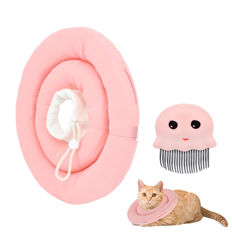 Dog Cone, Pet Collar Set, Adjustable Dog Pillow Cone with Leash, Waterproof Post-Operative Recovery Collar, Lick Resistant, for Small Dogs, Medium Dogs(Size:S) s