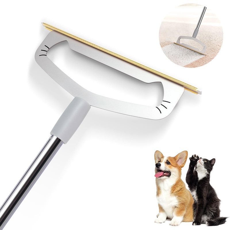 Dog Hair Remover Rake for Carpets – Premium Pet Hair Removal Tool, XL Carpet Rake & Cat Fur Scraper with Extra Long Handle for Rugs, Furniture, and Car Interiors