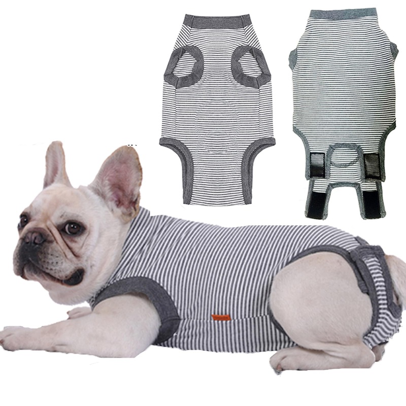 Dog Recovery Suit, Medium Dog Surgical Recovery Suit, Dog Surgery Recovery Suit for Male Neuter, Dog Spay Recovery Suit Female, Anti Licking Dog Recovery Onesie, Gray, M Medium (Back 14.6”, Chest 14”-17”)