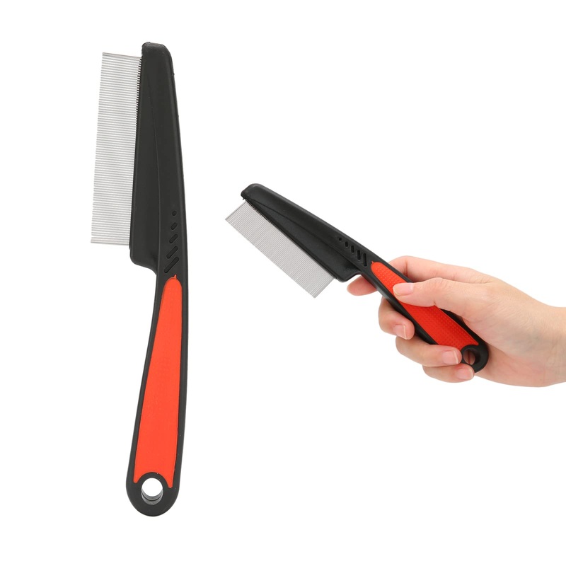 Flea Comb, Dandruff Comb, Multifunction Stainless Steel Fine Tooth Comb Nit Removal Hair Comb Cat Dog Pet Grooming Scalp Flea Comb, Easy to Hold