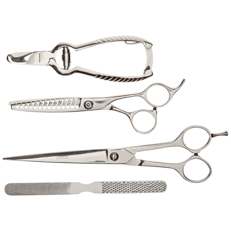 Grooming Set of 4, (B-622, B-566, M-275, B-2520) Zipper Case Japanese Stainless Steel Thinning Shear with 14 Teeth Blades Hear with Classical Design Pedicure Set
