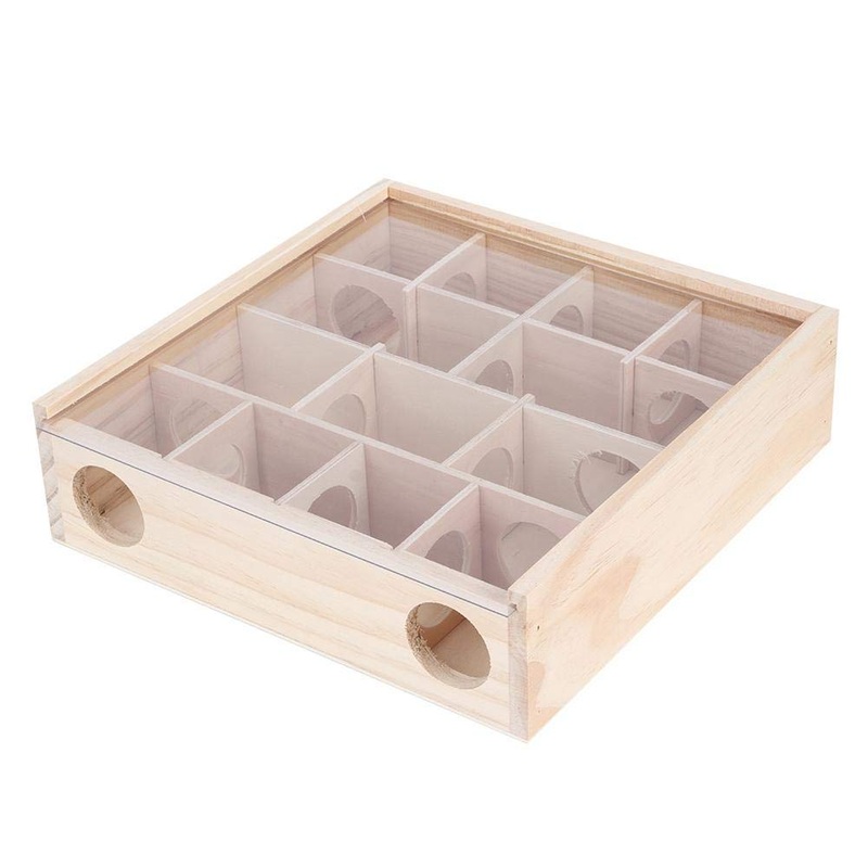 Hamster Maze Toy, Wood Rat House with Organic Glass Interactive Intelligent Small Pet Toy for Rat Hamsters