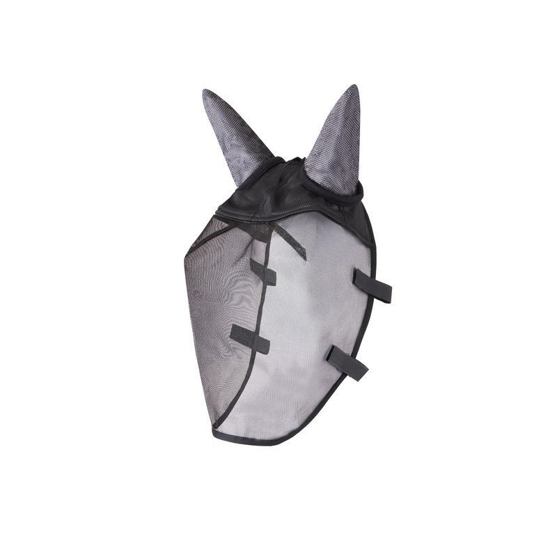 HORZE Easy-Attach Bridle Insect and Fly Mask with Ear and Eye Protection – Black – L