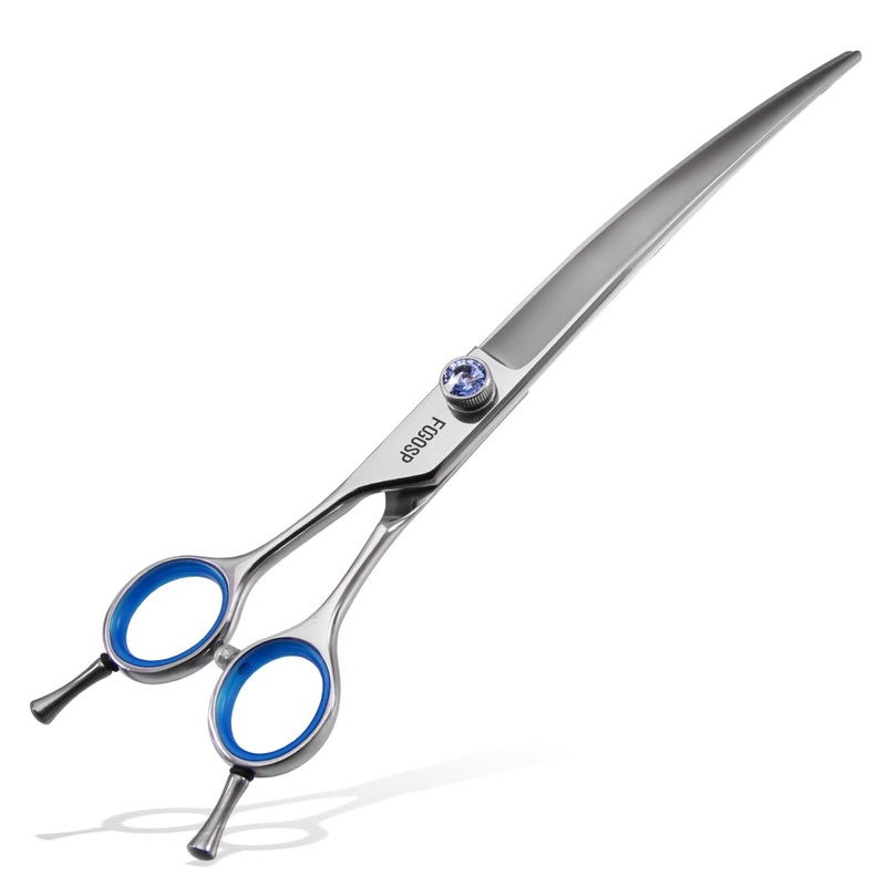 Left Handed Curved Scissors for Dog Grooming Professional 8 inch Long Downward Curved Shears Dog Grooming for Poodle Large Dog Pet 30Japanese 440C Stainless Steel (8.0 curved) 8.0 inch