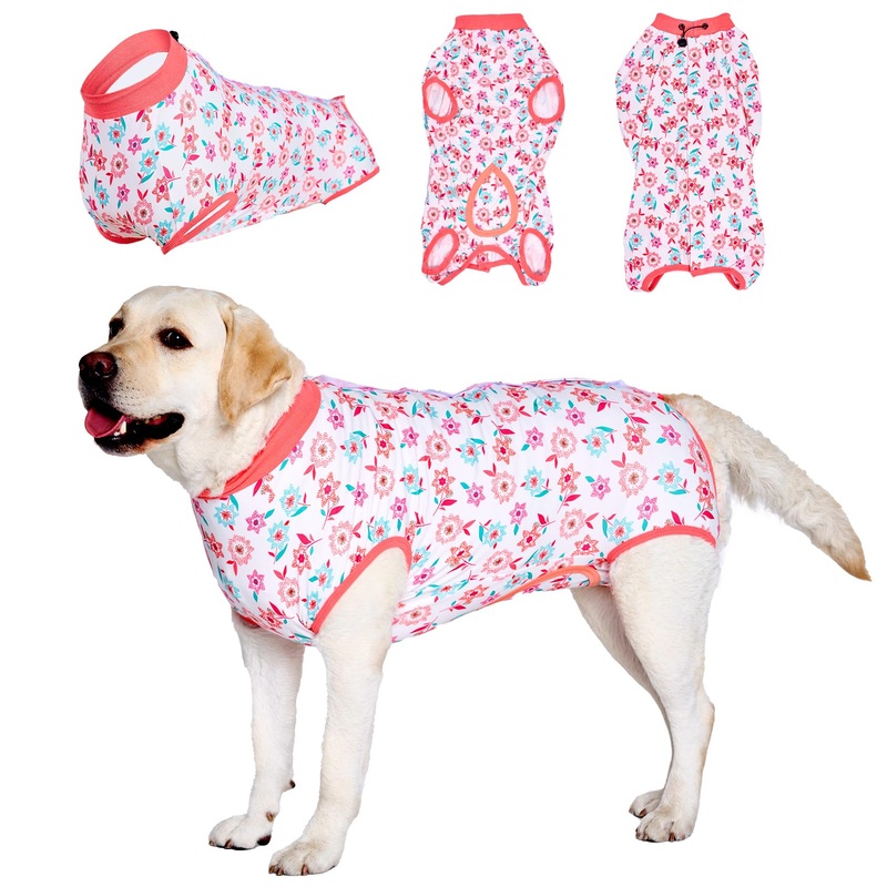 LovinPet Dog Surgery Recovery Suit – Onesie for Dogs After Surgery Female & Male Anti-Licking Protection Full Body Coverage for Anti-Shedding Medium Pink/red