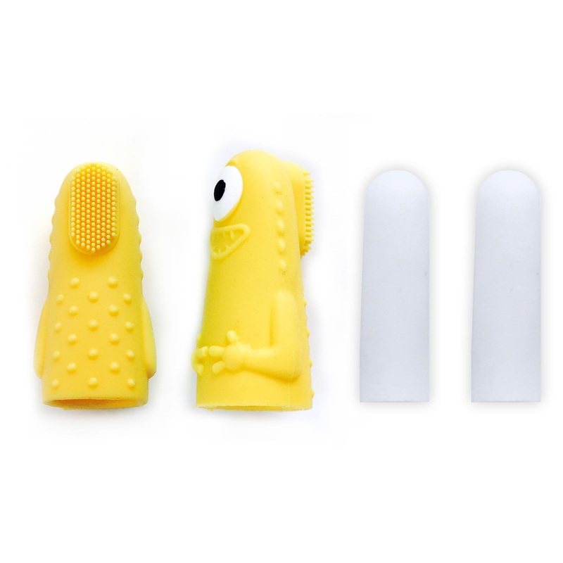 Pet Finger Toothbrush, Dog Tooth Brush Kit for Small Breed, Cat Toothbrush Finger, Teeth Cleaning Tool for Dogs and Cats (Yellow) Yellow