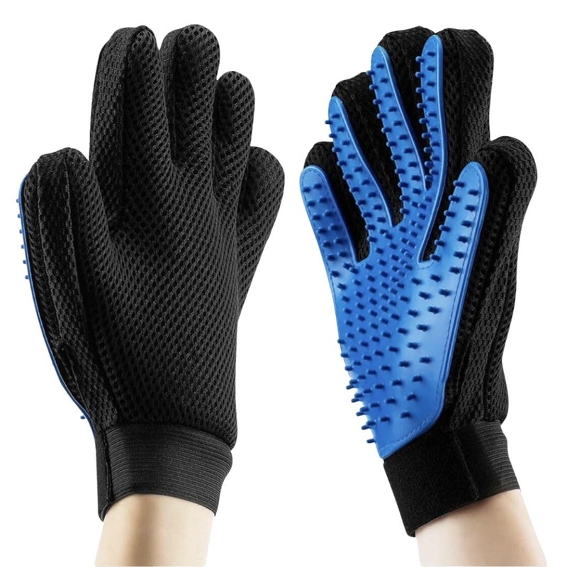 Pet Grooming Glove for Simple Easy Mess-Free Grooming, Grooming Mitt For Dogs, Cats, Rabbits, Horses, Long/Short/Curly/Straight Hair, Pet Hair Gloves For Pet Hair Removal, Easy Clean up