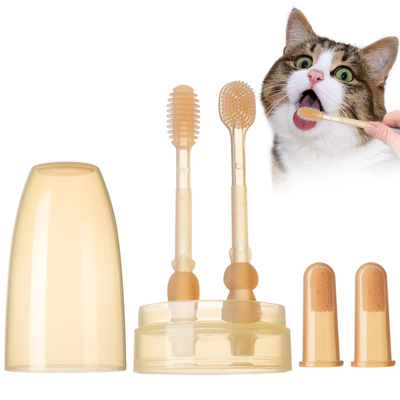 Silicone Soft Cat Dog Toothbrush for Small Breed, Small Tiny Mini Cat Dog Tooth Brushing Kit with Finger Toothbrush & Storage Box, Pet Teeth Cleaning Brush for Puppy Doggie Kitten Canine Dental Care Style 1