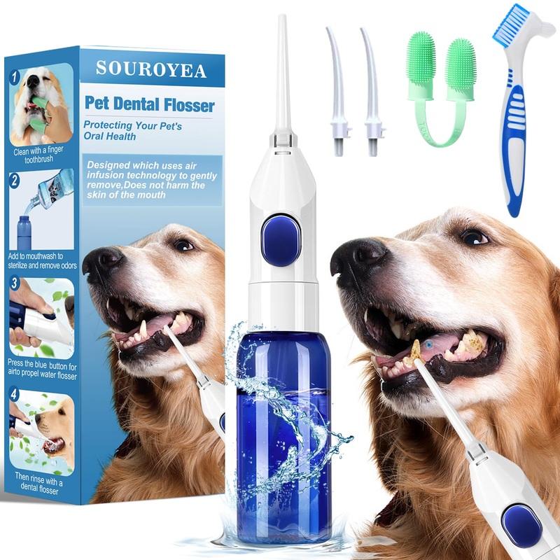 Souroyea Dog Tooth Brushing Kit – Equipped with a Pet Manual Teeth Cleaner, Cat Toothbrush Silicone Finger Wipes for Small & Large Dogs Supplies, Pet Teeth Cleaning Tools & Dental Care Accessories