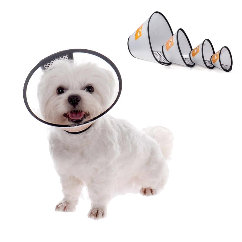 Adjustable Dog Elizabeth Pet Protective Cone Collar Latest Upgrade with Soft Edge Dog Neck Cone Recovery Cone Collar for Anti-Bite Lick, Surgery, or Wound Healing (Medium 14.2″- 16.5″) Transparent Medium