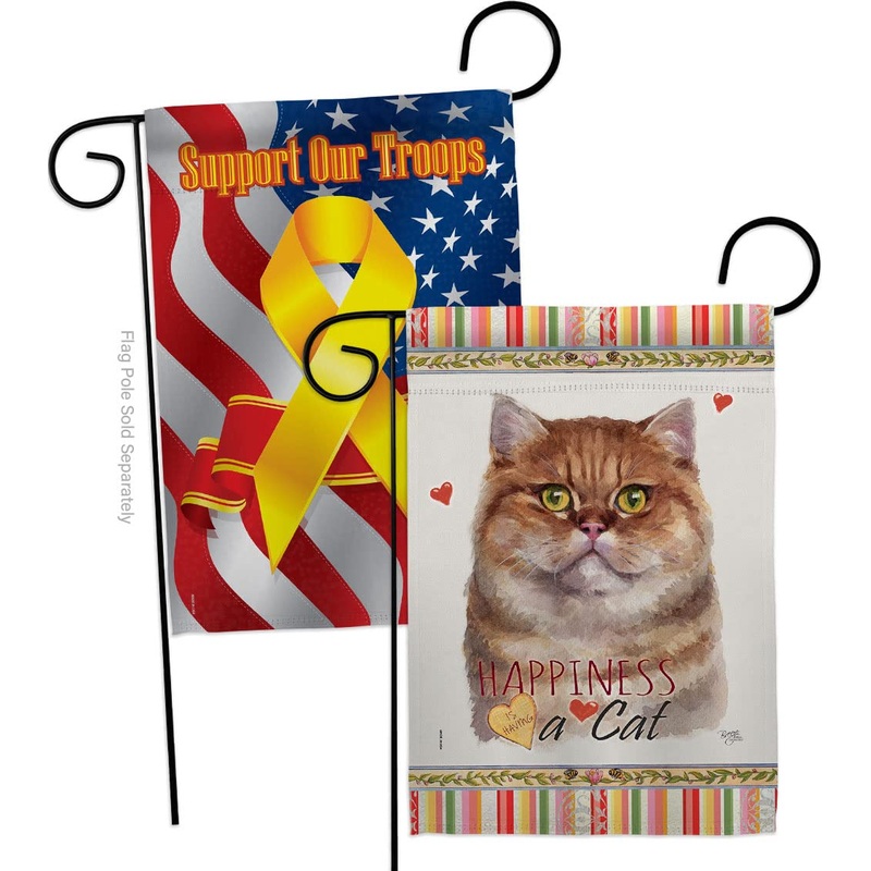 Breeze Decor British Short Hair Happiness Garden Flag Pack Cat Kitten Meow Spoiled Paw Fur Pet Nature Farm Animal Creature Support Our Troops House Banner Small Yard Gift Double-Sided, Made in USA
