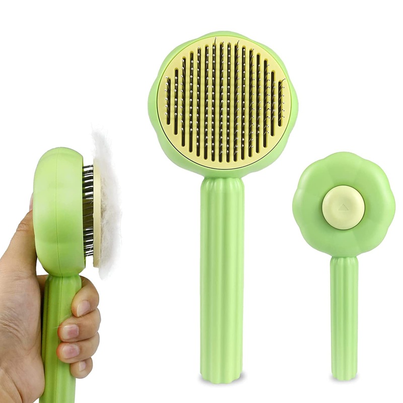 Cat Brush, Cat Grooming Brush One Click Cleaning Cat Shedding, Cat Brush for Long or Short Haired Cats, Cat Grooming Brush Cat Comb for Kitten Massage Removes Mats, Tangles and Loose Fur