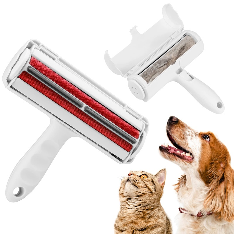 Dog/Cat Hair Remover Roller, Reusable Pet Hair Removal Brush for Dog Cat Animal, Easy to Self Clean, with Pet Hair Remover for Laundry, Sofa, Carpet, Furniture, Clothes, Bedding, Car Seat (Red)