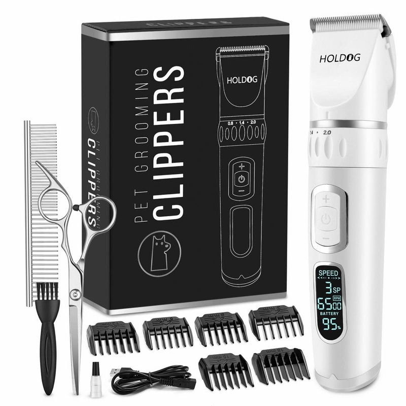 Dog Clippers Professional Heavy Duty Dog Grooming Clipper 3-Speed Low Noise High Power Rechargeable Cordless Pet Grooming Tools for Small & Large Dogs Cats Pets with Thick & Heavy Coats