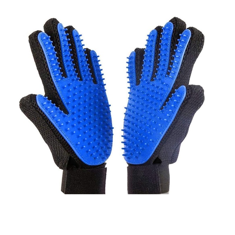 Dog Grooming Gloves for Cats and Dogs, Soft Rubber Pet Grooming Gloves with Comfortable Handle for Cleaning Dirty Paws, Dirty Dog Brushing Gloves for Cats and Dogs, 1 Pair Blue
