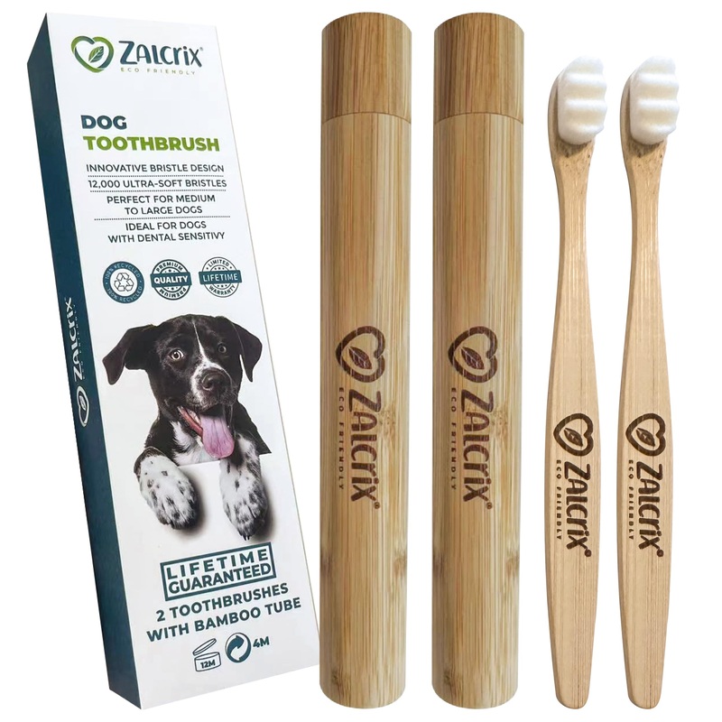 ECO-FREINDLY Dog Toothbrush – Natural Bamboo with 12,000 Ultra-Soft Bristles for A Gentle Yet Effective Clean Ideal for Your Pet’s Sensitive Teeth and Gums