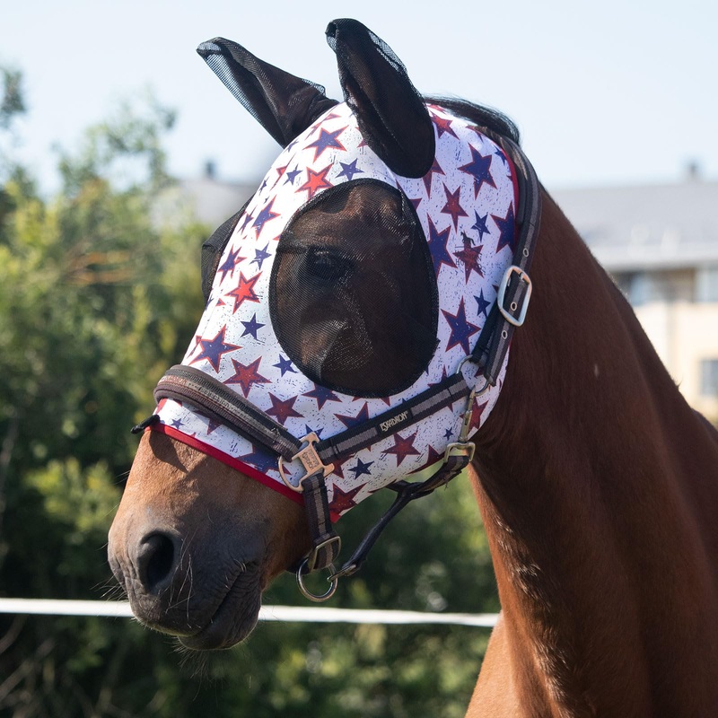 Harrison Howard Super Comfort Stretchy Fly Mask Large Eye Space with UV Protection Soft on Skin with Breathability Dream Star M Cob Cob (Medium)