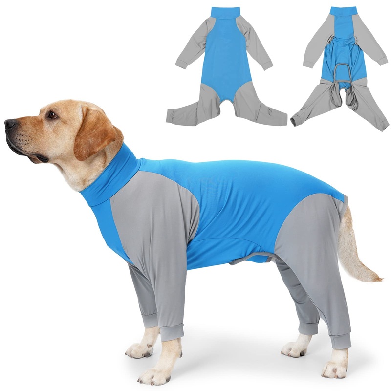 KOESON Dog Recovery Suit, Dog Onesie for Surgery Anti Licking Dog Surgical Recovery Suit for Abdominal Wound, Long Sleeve Dog Jumpsuit for Medium & Large Breeds Blue 2XL XX-Large