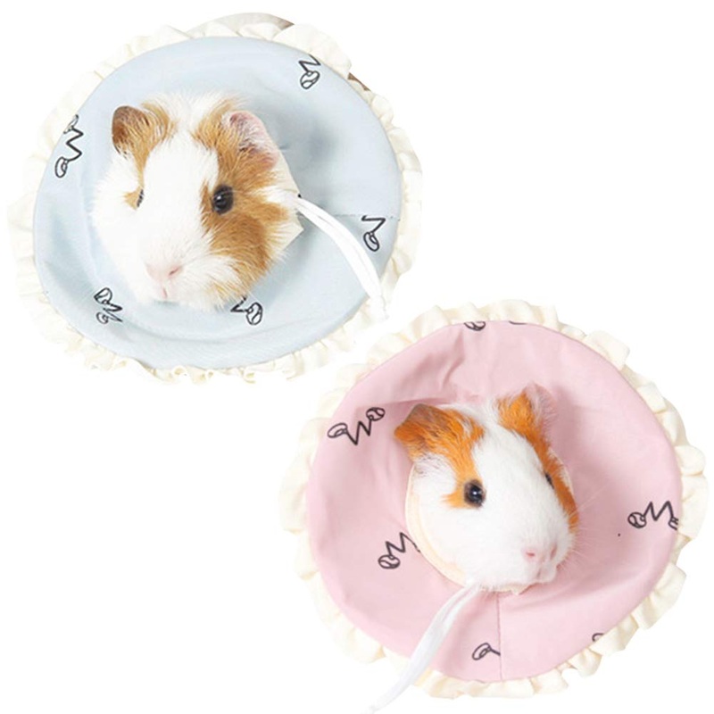 La La Pet 2Pcs Recovery Pet Collar for Ferret Hamster Recovery Cone E-Collar Rabbit Protection Cone Guinea Pig Neck Recovery Elizabeth Collar Adjustable for Small Animal Squirrel Chinchilla, S Pink + Blue