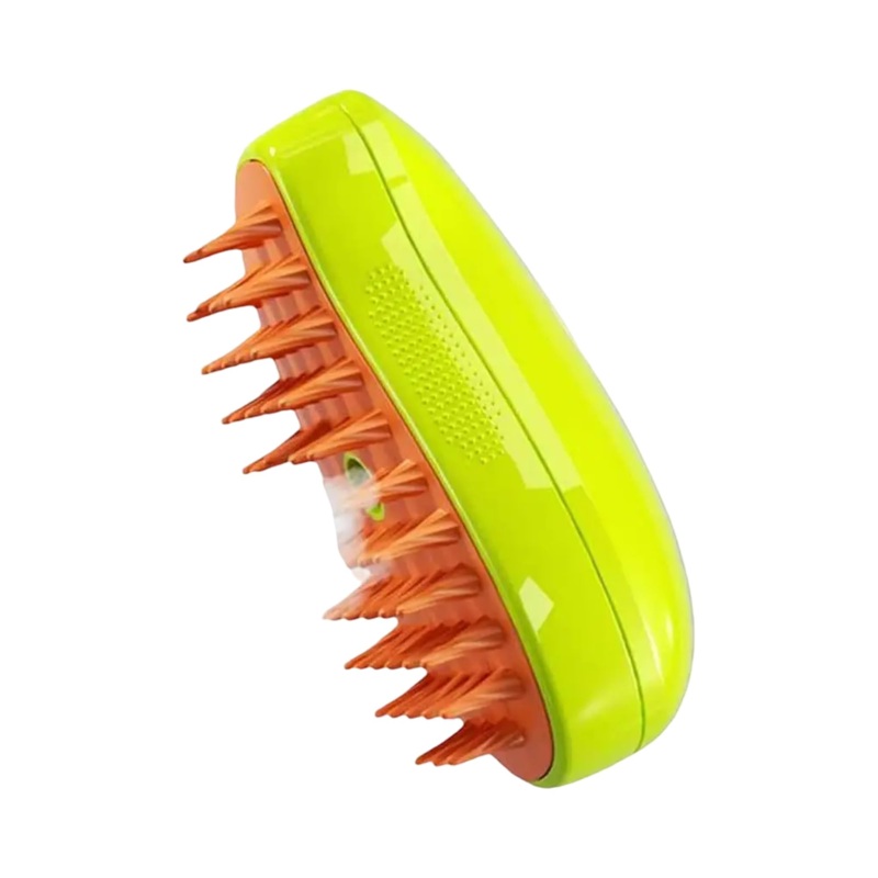 Ritzy Paws; 3-in-1 Message Steam Brush for Dogs and Cats; Cat Massage Brush with Steam, Soft Rubber Bristle; Water or Essential Oils Reservoir; Non-Slip Grip; Easy Cleaning; Pet Steamy Brush. (Green) Green