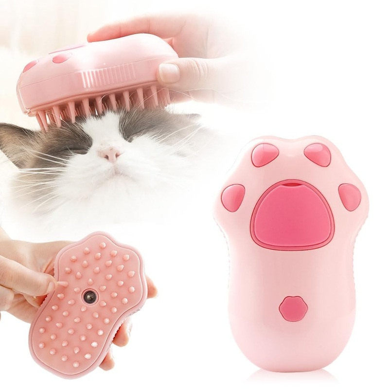 Steam Cat Brush for Deshedding and Grooming – Detachable Hair Remover for Cats and Dogs, Massager for Pets