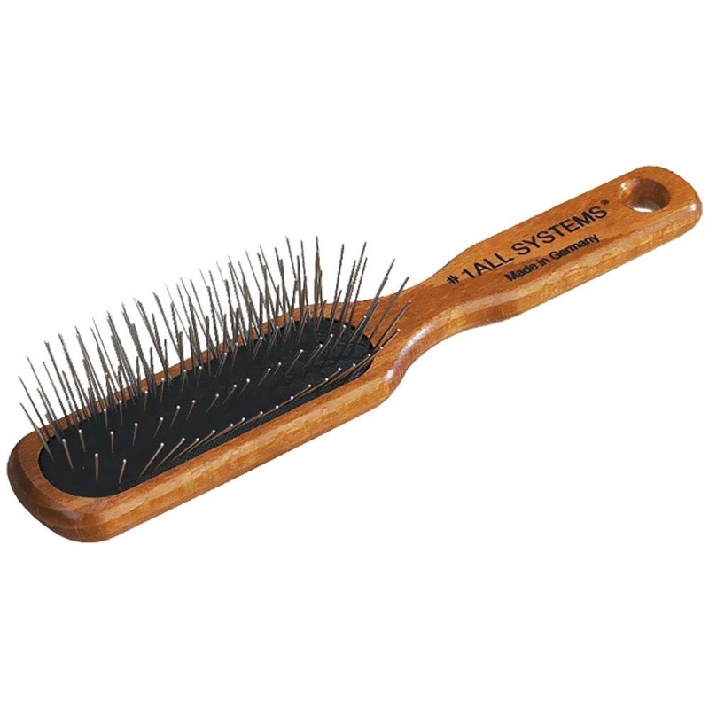 #1 All Systems No Pet Oblong Pin Brush with Wooden Handle