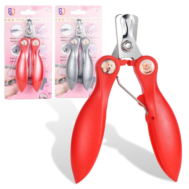 2 Pack Professional Dog Nail Trimmer, Safety Guard Pet Nail Clipper for Dogs, Sharp Pet Nail Trimmer with Nail File, Claw Care Tool for Small & Large Dogs Cats, Prevent Over Cutting
