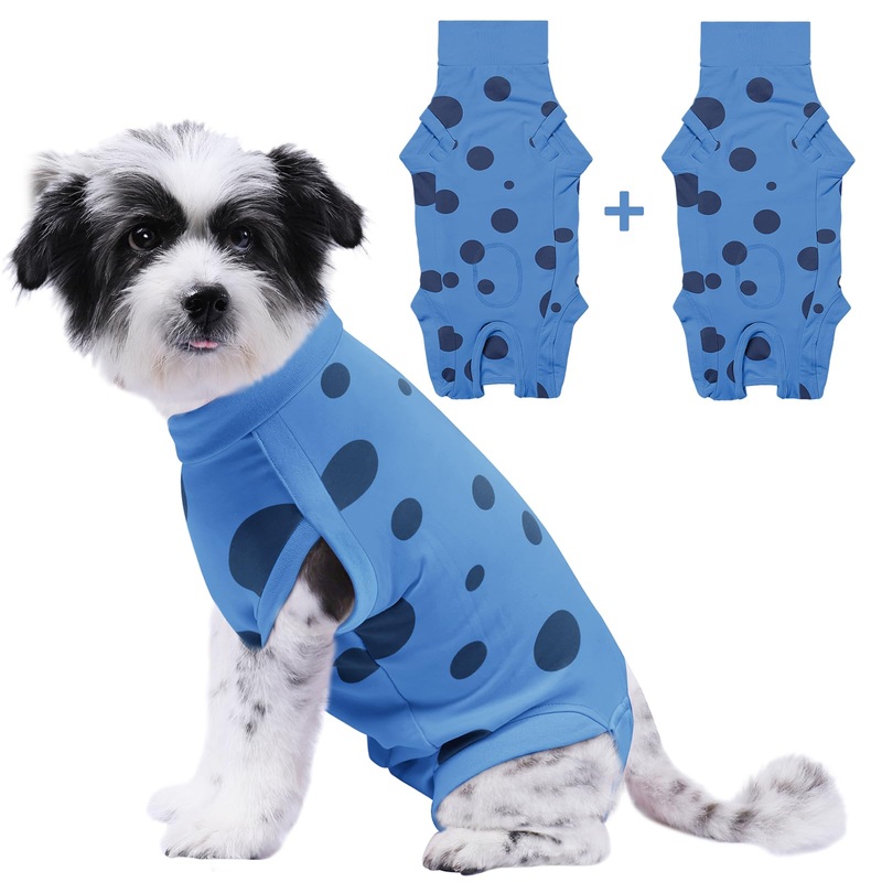 2 Packs Dog Recovery Suit Female Male, Blue+Blue, M