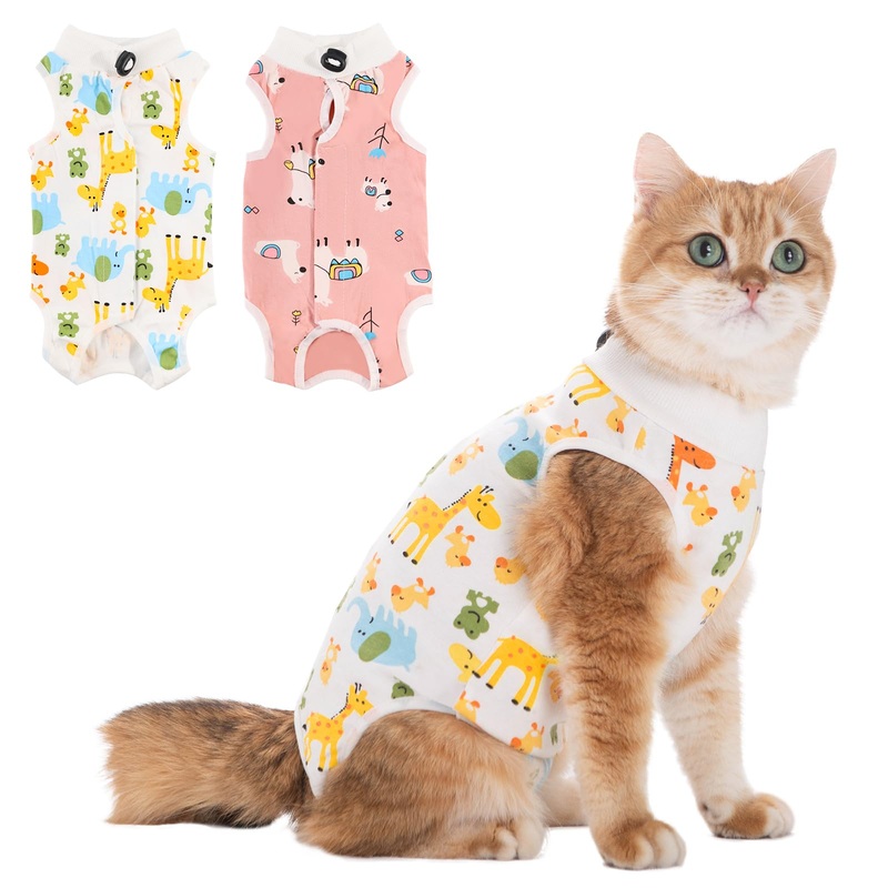 2Pack Cat Surgery Recovery Suit Clothes for Female and Male,Cat Onesie Shirts for Cats After Surgery,Cat Spay Surgical Recovery Suit,Cat Cone Collar to Stop Licking Abdominal Wound Alternative-L L
