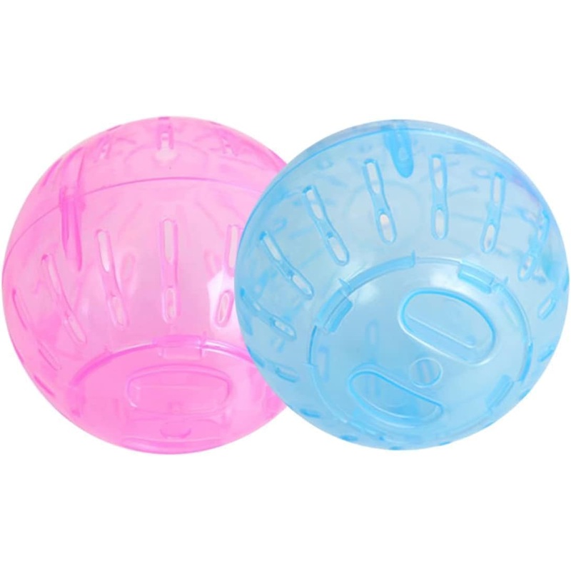 2Pcs Blue and Pink Rotundity Hamster Balls Hamster Ball Transparent Dwarf Hamster Exercise Balls Running Wheel Gerbil, Small Animals, Portable and Compact Small Animal Health Supplies