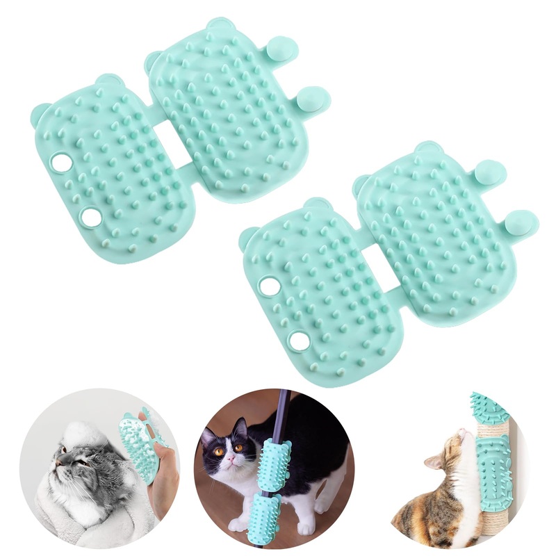 2Pcs Cat Self Grooming Brush, Pet Tickling Artifact for Cats Tickling Comb Pet Brush for Long Short Hair Cat Dog Tickling Tool, Reduce Shedding, Scratching and Itchiness, Silicone Cat Self Scratcher Blue