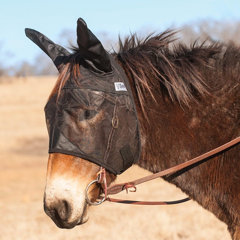 Cashel Quiet Ride Mule Fly Mask, Ears, Black, Mule Weanling Weanling Std Ear