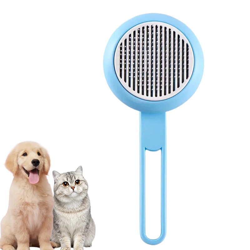 Cat Brush for Cats & Dog Shedding and Massaging, Self-Cleaning Cat Grooming Tool for Indoor Cats, Reduces Shedding and Tangles, Pet Hair Brush