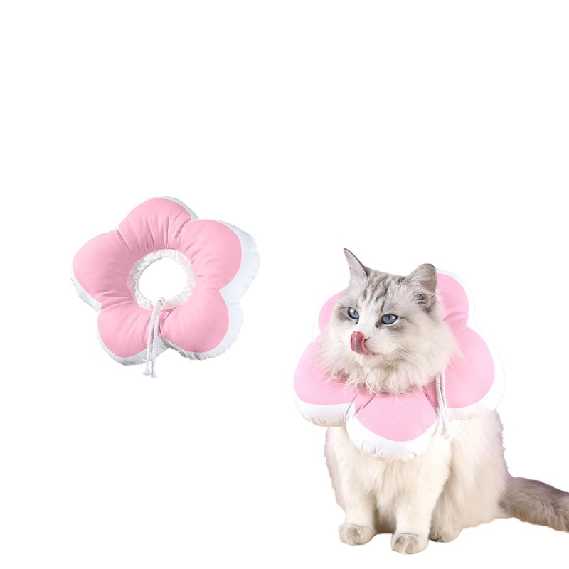 Cat Cone Collar Soft,Adjustable Pet Collar with Waterproof,Prevent Biting Cute Flower Shape,Lightweight Cat Recovery Protective Collar for Cats,Pet,Small Dogs. (Pink, S(6.7-10.6in)) Pink S(6.7-10.6in)