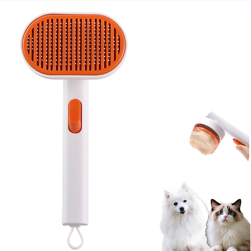 Cat Hair Brush with Released Button for Indoor Cats Shedding, Cat Brush for Long Haired Cats and Short Haired Cats,Gentle Deshedding and Self-Cleaning Massage Tool for Cat and Dog