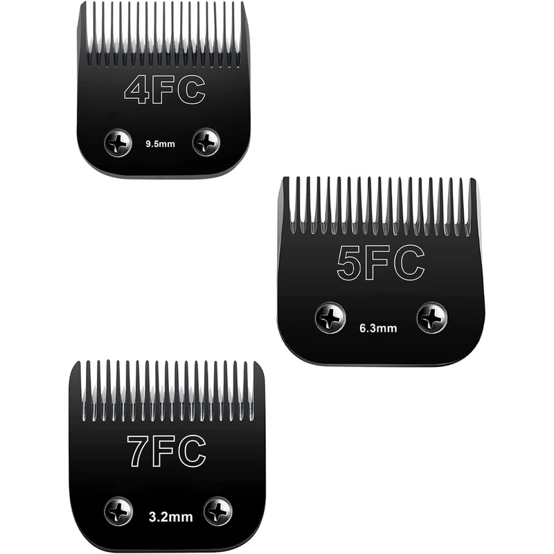 Detachable Pet Dog Clipper Blades,Compatible with Oster A5, Wahl KM Series Clippers,Made of Ceramic,BLACK,3 PACK (4FC 5FC 7FC) 4fc 5fc 7fc