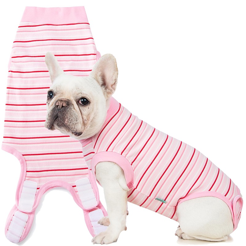 Dog Surgery Recovery Suit for Female Spay Post Surgery,Soft Surgical Recovery Puppy Onesie,Cone Alternative Recovery Bodysuit,Abdominal Wonds Anti Licking Surgery Suit,Striped Pink S Striped Pink